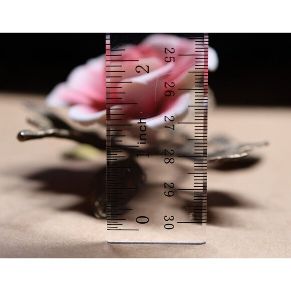 Vintage Capodimonte Porcelain Pink Rose Flower Sculpture Italy - Picture 11 of 11